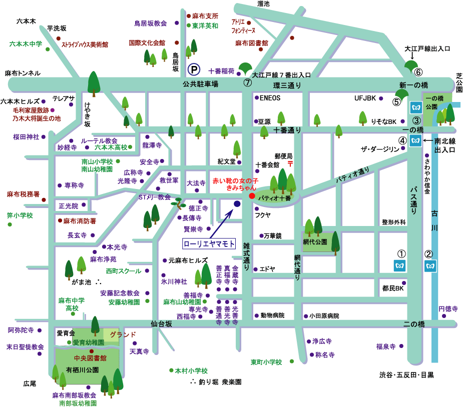 麻布十番周辺のお寺マップ
